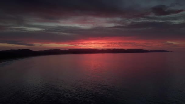 Red Beautiful Sunset Spirits Bay Beach Península Aupouri Ilha Norte — Vídeo de Stock