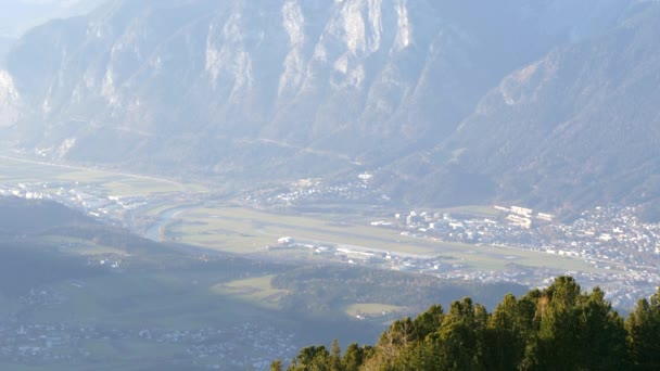 Exclusive Destination Innsbruck Airport Foggy Autumn Day — Stock video