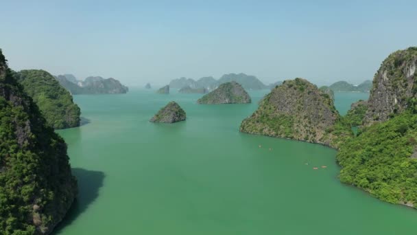 Drone View Halong Bay Kayack Excursin Sight — Αρχείο Βίντεο