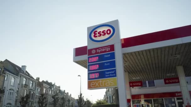 Gasoline Price Hike Gasoline Station Brussels Belgium Caused War Russia — Vídeos de Stock