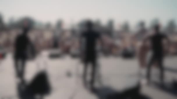 Blurred Shot Music Festival Performance Act Drums Outdoor Concert Traditional — Vídeos de Stock