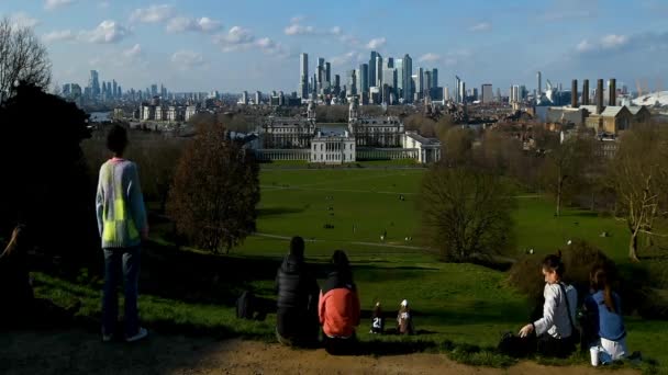 Time Lapse City London Queens House Canary Wharf Greenwich Park — Vídeo de stock