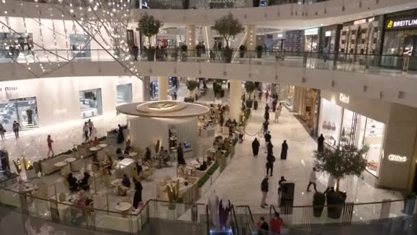 Vista Interior Multidão Compras Luxuoso Dubai Mall Tripé — Vídeo de Stock