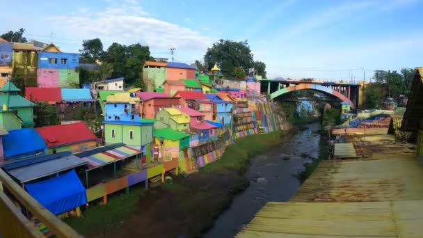 Jodipan Malang Daki Renkli Köyünün Eşsiz Turu Popüler Yerlerden Biridir — Stok video