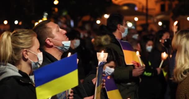 Candlelight Vigil Ongoing War Russo Ukrainian War Amidst Covid Pandemic — Video Stock