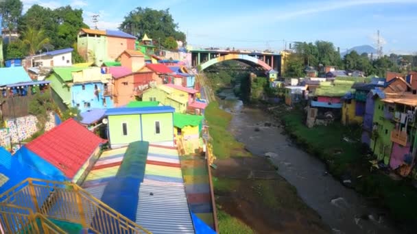 Unique Tour Jodipan Colorful Village Malang One Popular Destinations — Vídeos de Stock