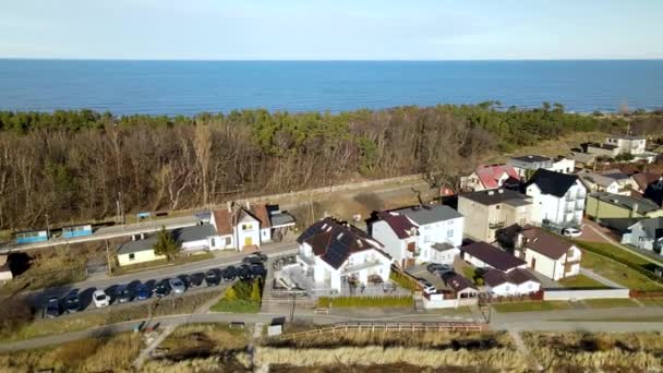 Aerial View Kuznica Seaside Resort Settlement Summer Northern Poland — Vídeo de stock