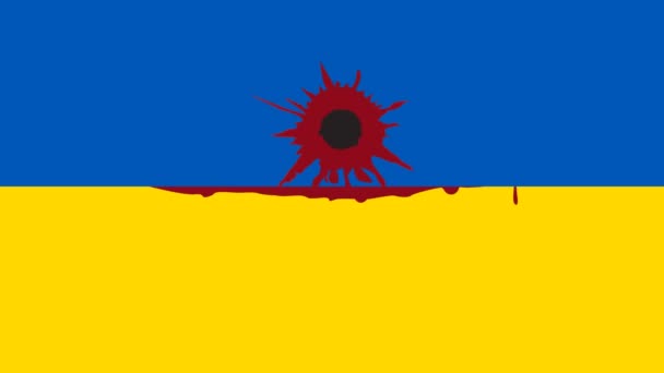 Bullet Hole Shown Ukraine Flag Showing Concept Protesting War — Stockvideo