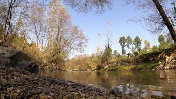 Нижній Кутовий Стрибок Річки Навколо Осіннього Водоспаду Скарду Замкнені — стокове відео