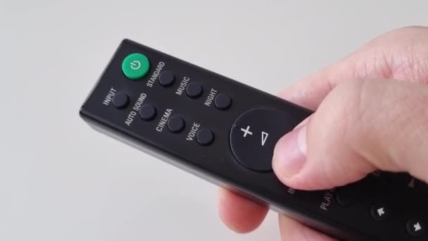 Pressing Buttons Volume Remote Control Increase Decrease Volume Sound — Stock Video