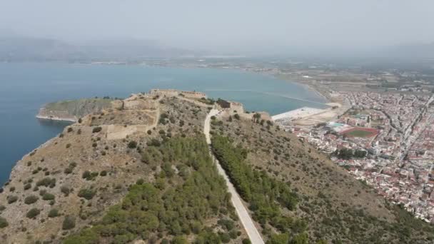 Veduta Aerea Panoramica Del Paesaggio Urbano Della Fortezza Palamidi Della — Video Stock