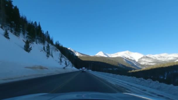 Driving Continental Divide While Sunsets Monarch Pass Colorado Winter — ストック動画