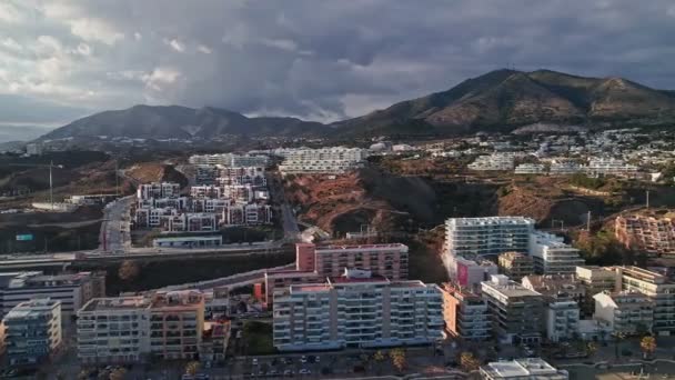 Aerial View Residential Spanish Area Benalmadena Andalucia — Stock video