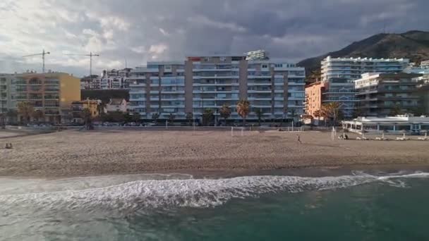 Drone Flying Away Coastline Benalmadena South Spain — Video Stock