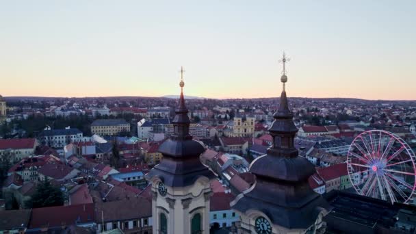 Aerial View Eger Sunset Northern Part Hungary — Video