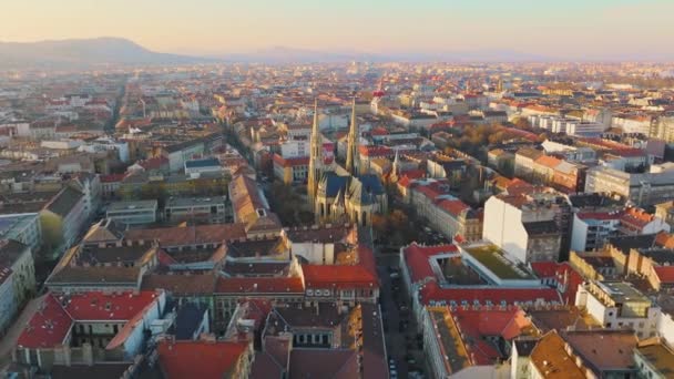 Beautiful Golden Glow Sunlight One Residential Areas Populated City Budapest — Wideo stockowe