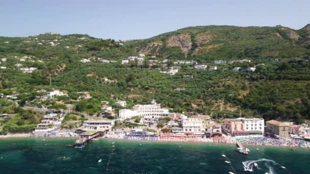 Aerial View Right Left Amalfi Coast Punta Campanella Natural Park — Stockvideo