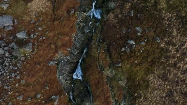 Carawaystick Waterfall Glenmalure Wicklow Ireland February 2022 Drone Bird Eye — Vídeo de Stock