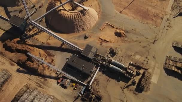 Aerial Top Shot Production Pipeline Paper Mill Factory Sunlight — Vídeo de stock