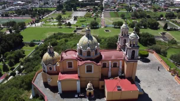 Närbild Cholula Katedralen Puebla Mexiko — Stockvideo