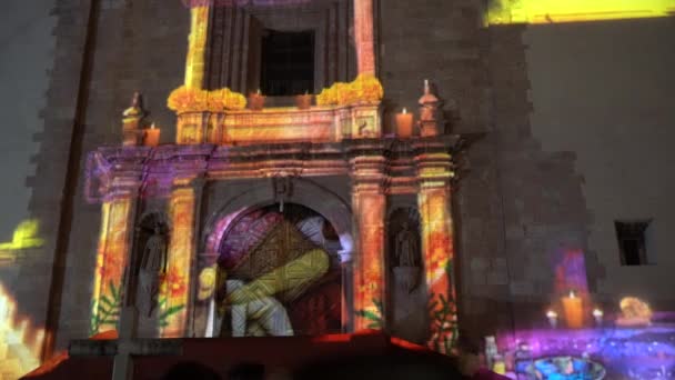 Видео Проецируемое Катетер Гуанахуато Время Празднования Дня Мертвых Мексике Dia — стоковое видео