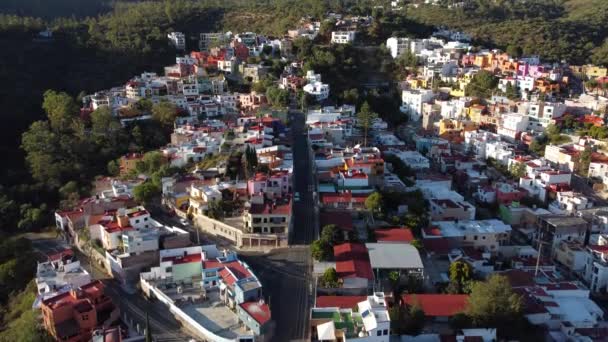 Panorámás Kilátás Nyílik Gyönyörű Város Guanajuato Felülről Mexikó — Stock videók