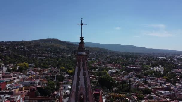 Eine Nahaufnahme Der Kathedrale San Miguel Allende Bundesstaat Guanajuato Mexiko — Stockvideo