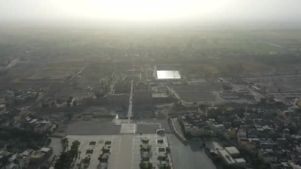 Rzadko Aerial Dron Panning Strzał Świątyni Karnak Wschodzie Słońca — Wideo stockowe
