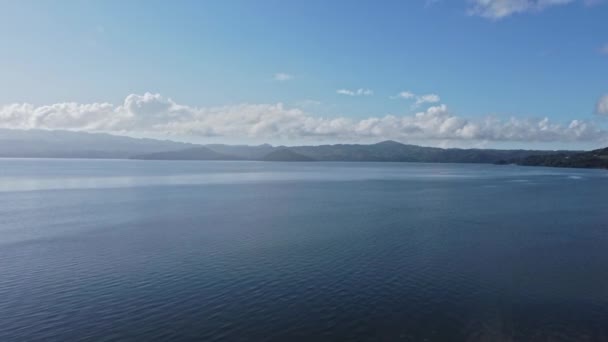 Aerial Top View Peaceful Calm Dark Blue Sea Water Surface — Stock video