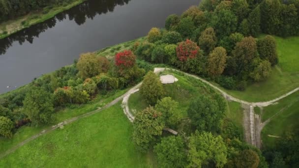 Aerial Shot Small Town Many Green Parks Lithuania — Vídeos de Stock