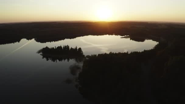 Tramonto Drone Colpo Lago Foreste Verdi Durante Giorno — Video Stock