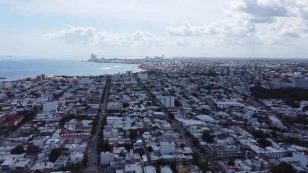 Aerial Panoramic View Boca Del Rio Veracruz Drone Descending Slowly — Stock Video