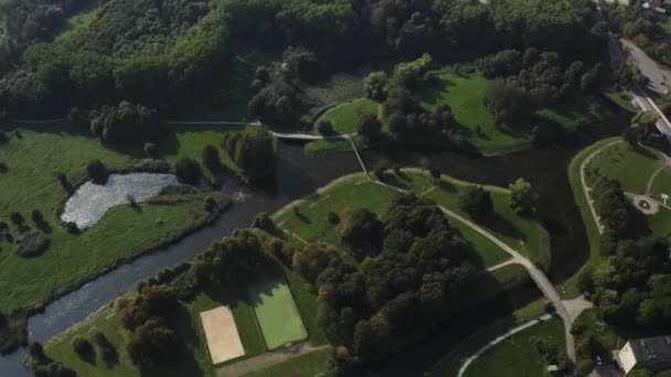 Aerial Shot Small Town Many Green Parks Lithuania — Stock Video