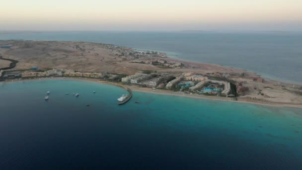 Drone Aéreo Tiro Sahl Hasheesh Mar Vermelho Pôr Sol — Vídeo de Stock