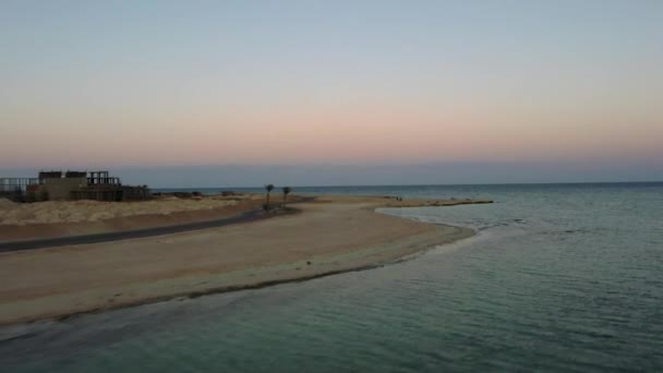 Aerial Fpv Drone Shot Island Bay Sunset Red Sea Egypt — Vídeo de stock