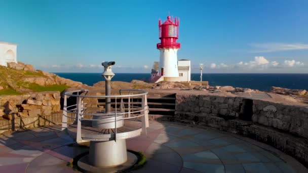 Farol Lindesnes Ocupa Ponta Mais Meridional Continente Norueguês Norways Mais — Vídeo de Stock