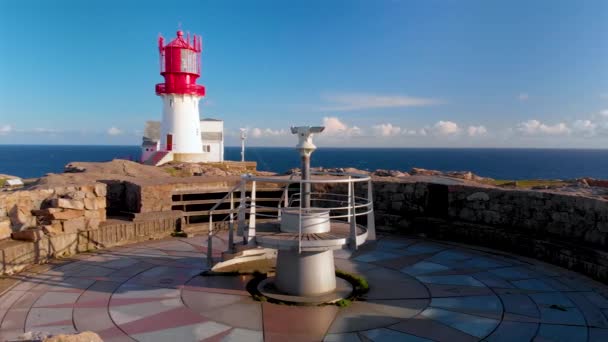 Lindesnes Lighthouse Occupies Southernmost Tip Norwegian Mainland Norways Oldest Dating — стоковое видео