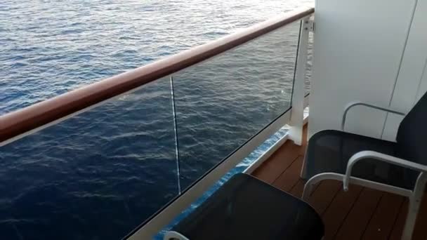 View Open Sea Cruise Terrace Mid Level Deck Life Boats — Stock Video