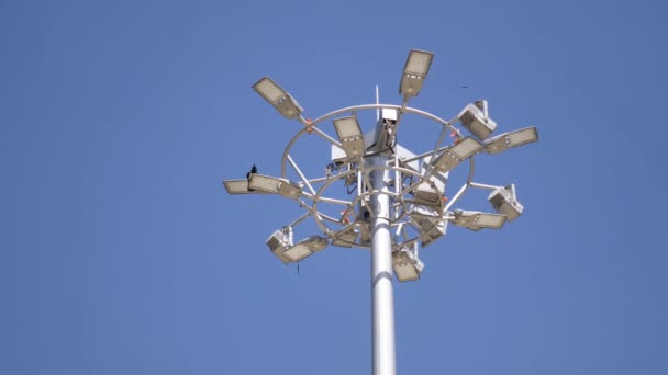 Light Pole Many Anemometers Crew Top — Video Stock