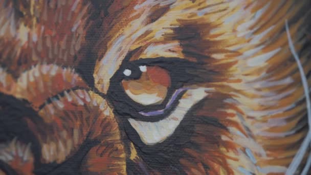 Pictură Acrilică Ochi Leu Aproape — Videoclip de stoc