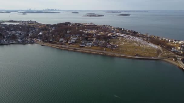 Aerial View Hull Town Island Massachusetts — Vídeos de Stock