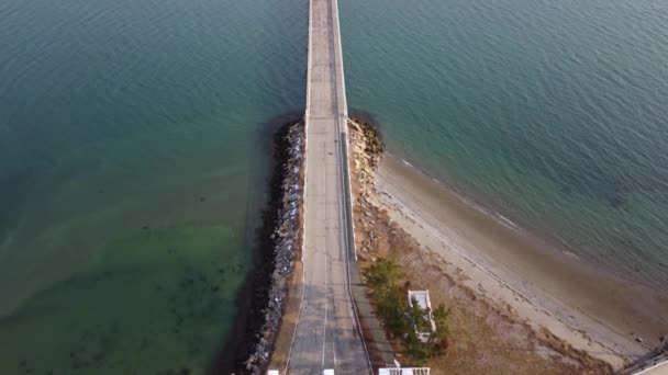 Aerial View Shot Revealing Island Coast Landscape Hull Massachusetts — Vídeo de Stock