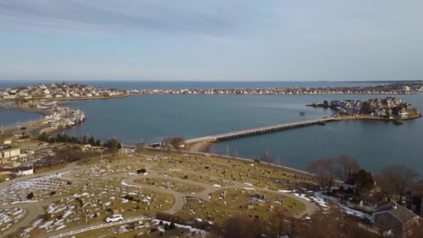 Flygfoto Över Öar Massachusetts Hull Allerton Och Fort Revere Park — Stockvideo