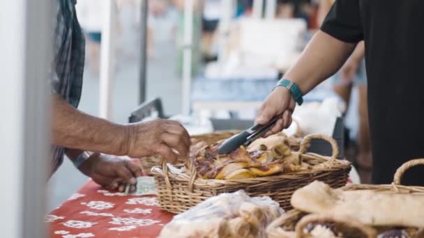 Otthon Péksütemény Punanga Nui Market Avarua Város Cook Szigetek Egyik — Stock videók