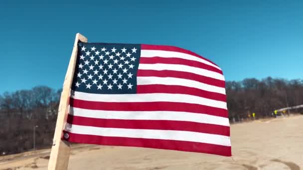 View Usa Flag Blue Sky — Stock Video