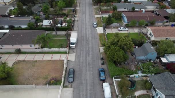 Vista Aérea Calle Sobre Casas Residenciales Barrio Pasadena — Vídeos de Stock