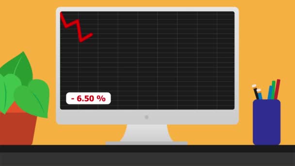 Computer Screen Graphic Price Going Animation — Vídeo de Stock