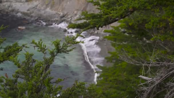 Edge Cliff Big Sur Central California Ocean Wave Hitting Rocky — Video Stock