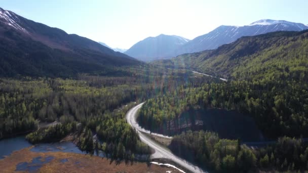 Ein Blick Auf Den Sterling Highway Tern Lake Der Nähe — Stockvideo