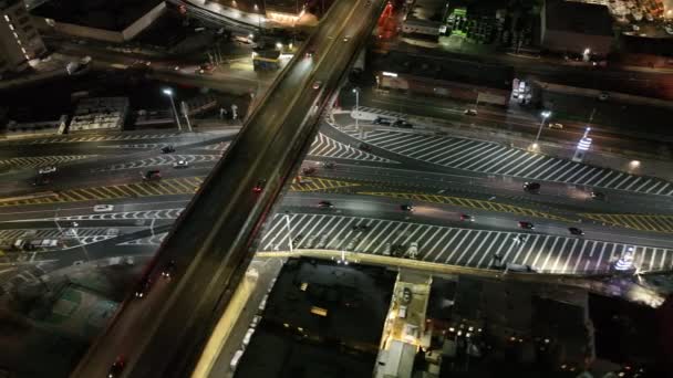 Vue Aérienne Entrée Midtown Tunnel New York Nuit Caméra Drone — Video